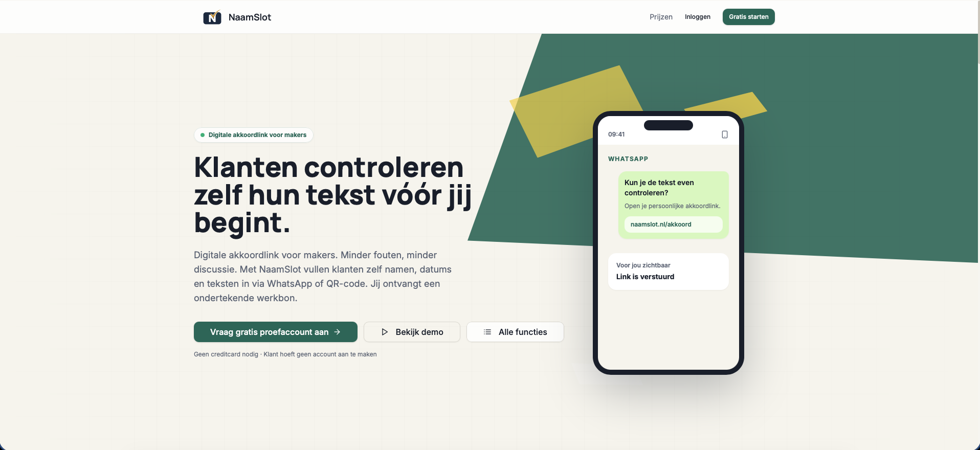 Screenshot van NaamSlot.nl
