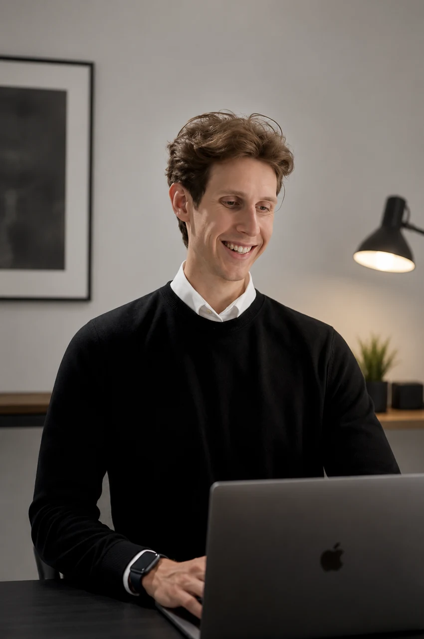 Jeroen Weber aan het werk achter zijn laptop